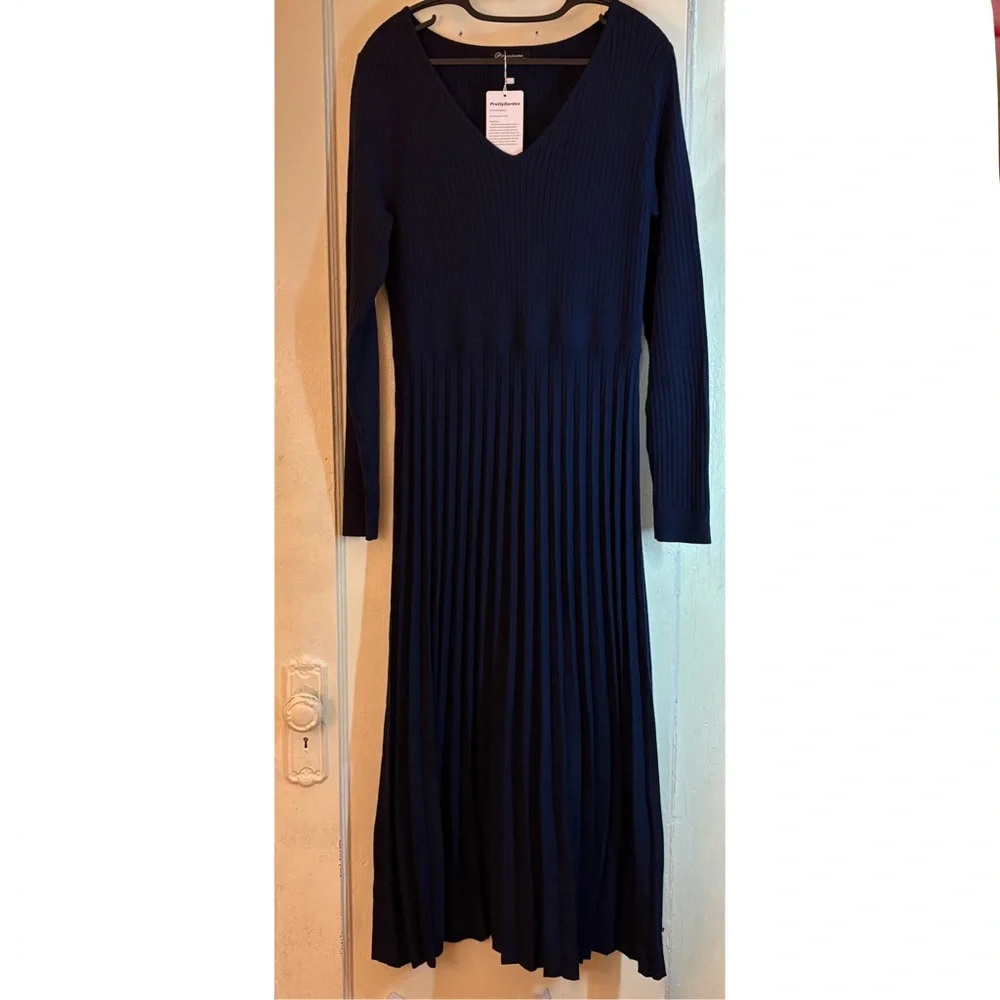 PRETTYGARDEN Pleated Sweater Dress, NWT - Picture 6 of 8